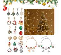 Pendant Bracelet - Charm Jewelry | Bracelet Advent Calendar - 24 Days Christmas Countdown 8 Inches with 2 Bracelets and 22 Accessories Festive Gift Box with Beads Ideal Christmas Crafts