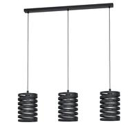 Pendant Ceiling 3 Bulb Light Colour Black Shade Slim Black Spiral Bulb E27 3x40W