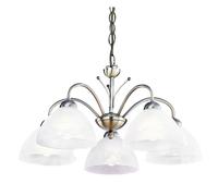 Pendant Ceiling Light Antique Brass 5 Light Alabaster Glass Shades E14 IP20