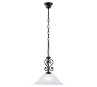Pendant Ceiling Light Colour Black Shade White Glass Alabaster Bulb E27 1x60W Loops Black One Size