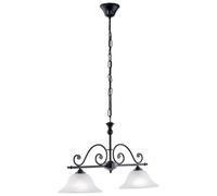 Pendant Ceiling Light Colour Black Shade White Glass Alabaster Bulb E27 2x60W Loops Black One Size