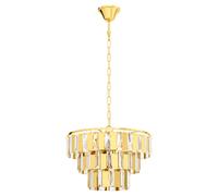 Pendant Ceiling Light Colour Brass Tiered Clear CrystalsBulb E14 5x40W