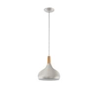 Loops Pendant Ceiling Light Colour Brushed Silver Shade Brown Wood Bulb E27 1x60W in Metallics Loops Metallics