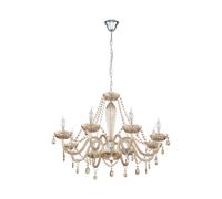 Pendant Ceiling Light Colour Chrome Shade Cognac Coloured Glass Bulb E14 8x40W