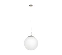 Pendant Ceiling Light Colour Satin Nickel Shade White Glass Opal Matt E27 1x60W