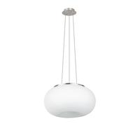 Pendant Ceiling Light Colour Satin Nickel Shade White Glass Opal Matt E27 2x60W