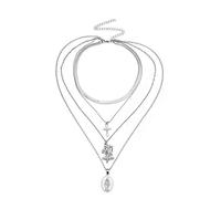 Pendant Charming Necklace for Women&Fashion Multi-Layer Jesus Flower The Cross Choker Necklace Women Jewelry for Her,Colour: Color :
