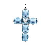 Pendant Cross With Large Aquamarine-Coloured Stones And Star Jewelry Europe 925 Sterling Silver Mothers Day Anniversary Birthday Gifts For Mum,Girlfriend,Her