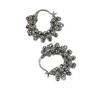 Pendant Earrings Fashion Hoop Earrings Pair with Cluster Bead Texture, Hinged Hoop Closure and Approx 4 X 3 Cm Look for Parties Cluster Round Bead Hinged Statement Jewelry Pair Metallic Daily Wear