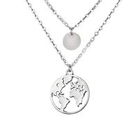 Pendant Elegant Boho Double Layers Women Round Sequins Hollow Earth Necklace Jewelry,Colour: Color :