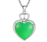 Pendant Elegant Silver Plated Necklace Green Agate Heart Angle Meaning,Colour:Blue Zirconia (Color : Green Zirconia)