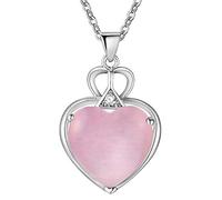 Pendant Elegant Silver Plated Necklace Green Agate Heart Angle Meaning,Colour:Blue Zirconia (Color : White Zirconia)