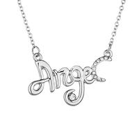 Pendant Elegant Women Angel Letter Rhinestone Clavicle Necklace Chain Jewelry Gifts,Colour:White (Color : White)