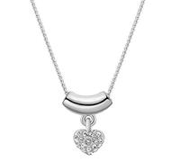 Pendant Elegant Women Necklace White Cubic Zirconia Double Love Heart,Colour:White Gold (Color : Gold)