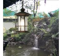 Pendant Fixture, Exterior Hanging 1-Light Chandelier Lamp in Black Finish with Seeded Glass, Outdoor Ceiling Lantern for Porch, Patio, Gazebo, Hallway, Entryway,Indoor