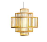 Pendant Fixtures Restaurant Fixture Hand Woven Chandelier with Patterned Traditional Wooden Hanging Light for Kitchen Island Living Room Dining Room(45cm)