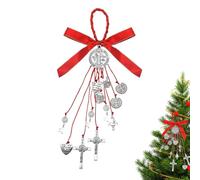 Pendant for rear view mirror, Saint Benedict blessing for front door, religious metal car interior ornament, for truck, SUV, pickup, dashboard, door, vehicle, daily travel, holiday, women, men
