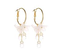 Pendant Ladies White Earrings Metal Crystal Flower Temperament Jewelry Sweet Earrings Earring Jewelry for Mother Valentine's Day Easter (Gold, One Size)