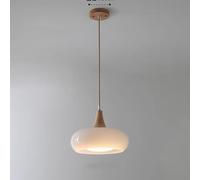 Pendant Lamp, 30CM Decoration Mid Century Modern Pendant Light Fixtures Orange Glass Ceiling Hanging Lamp White Milk Glass Drum Lighting Vintage Chandelier for Dining Room Bedroom