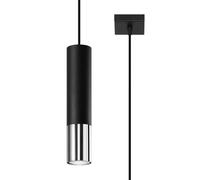 Pendant lamp black chrome steel tube 100x8x8cm GU10 single light elegant accents