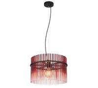 Luminosa Lighting Luminosa Gorley Pendant Ceiling Light Matt Black Blackberry Glass Shade 1X E27