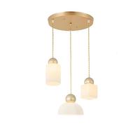 Pendant Lamp for Dining Room, Cluster Light Fixture 3-Light Hanging Chandelier in Metal Finish, Kitchen Island Light Modern Nordic Pendant Lighting with Glass Shade(Gold,Round) (Gold Round)