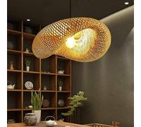 Pendant Lamp Retro Natural Bamboo Rattan Woven Chandelier Rattan Lighting Wood Hanging Lamp Adjustable Height E27 Hanging Lamp Dining Room Living Room Bedroom Kitchen Decoration Pendant Light,80cm