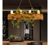 Pendant Lamp Solid Wood Pendant Light Retro E14 Chandelier Wooden Industrial Hanging Lamp LED Spotlight Spot Lamp Vintage Metal Height Adjustable Ceiling Lamp Office Living Room Bar Kitchen Lighting