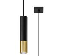 Pendant Lamp Steel Black & Gold Tube 100cm x8x8cm GU10 1-Light Minimalist Sleek [EEK: A+++]
