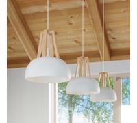 Indoor Ceiling Lamp CASCO Steel/Wood, Natural Wood/White E27 LED SOLLUX LIGHTING