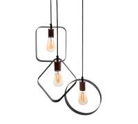 Beliani 3 Light Metal Pendant Lamp Black Vomano