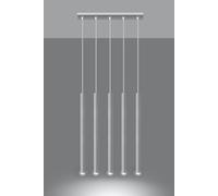 Pendant Lamp White 100 cm Steel Round Tube Slim Modern Loft G9 Hanging Light Bar