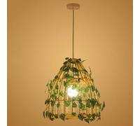 Pendant Lamps Chinese Hand Knitted Bamboo Art Pendant Lights Restaurant Cafe Loft Hanging Pendant Lamp with Artificial Plants Home Decor Suspension Lighting Bamboo E27 Light Fixtures,40Cm*50Cm,4