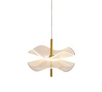 Pendant Lamps Double Lotus Leaf Chandelier Bedroom Dining Room Living Room LED Three Color Changing Light Acrylic Hanging Lamp Lighting Fixtures Diameter 20 Cm