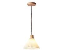 Pendant Lamps Nordic Style Wood Pleated Fabric Lampshade Chandelier Simple Bedside White Ceiling Hanging Lights Adjustable Fixtures for Over Table Living Room