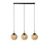 Pendant Light 3 Light Black Metal Concave Glass Shade E27 Dimmable Adjustable