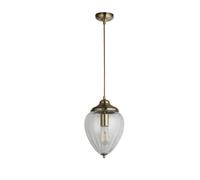 Pendant Light Antique Brass Ribbed Glass Lantern Shade Ceiling Light E27 IP20