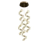 pendant light bedroom Stairs Dimmable Led Chandelier Lustre K9 Crystals Light Wave Steel Droplight Suspend Lamp Home Led Luminarias Modern Decor