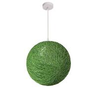 pendant light bedroom Weaving Bamboo for Kitchen Handmade Grass Vine Chandelier Woven Globe Hanging for Living Room Bedroom(Green 30cm)