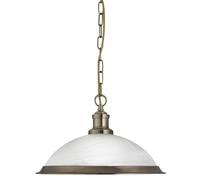 Pendant Light Bistro Antique Brass Frosted Glass Shade E27 Dimmable Ceiling Lamp