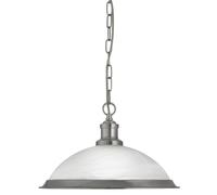 Pendant Light Bistro Satin Silver Frosted Glass Shade E27 Dimmable Ceiling Lamp