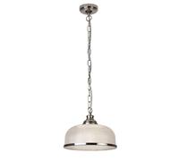 Pendant Light Bistro Satin Silver Holophane Style Glass E27 IP20 60W Vintage
