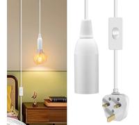Pendant Light Ceiling Lighting Fitting, 4.5 M White plug in ceiling light Fixture, E14 Lamp Holder with Switch Suspended Pendant Light Fitting Kit, Hanging Lamp for Kitchen, Loft, Farmhouse