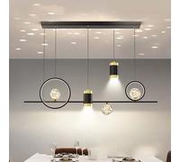 Pendant Light Ceiling Shade Creative Decoration Modern Linear Dimmable LED Chandeliers Projection Stars Long Strip Ceiling Pendant Lamp for Kitchen Living Room(Black)