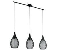 Pendant Light Colour Black Shade Black White Satin Glass Steel Bulb E27 3x60W