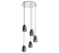 Pendant Light Colour Chrome Shade Black Transparent Glass Vaporized E27 5x40W