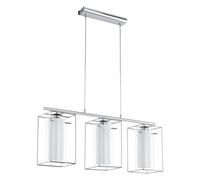 Pendant Light Colour Chrome Shade Clear White Glass Satin Glass Bulb E27 3x60W