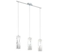 Pendant Light Colour Chrome Shade White Chrome Glass Painted Bulb E27 3x60W