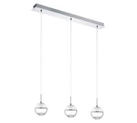 Pendant Light Colour Chrome Shade White Clear Glass Crystal Bulb LED 3x5W