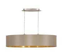 Pendant Light Colour Satin Nickel Shade Taupe Gold Fabric Bulb E27 2x60W
